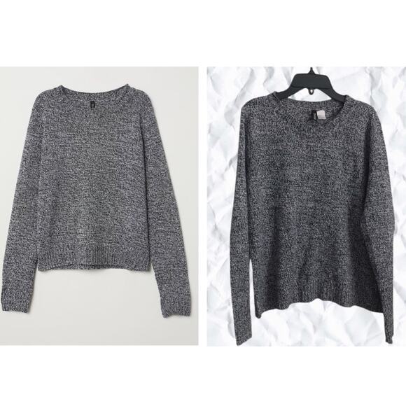 H&M Black White Long Sleeve Sweater size medium - Picture 1 of 5